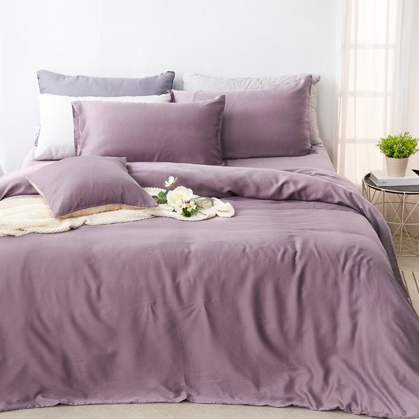 【DUYAN 竹漾】60支萊賽爾天絲雙人四件式鋪棉兩用被床包組 /甜芋紫薯 台灣製
