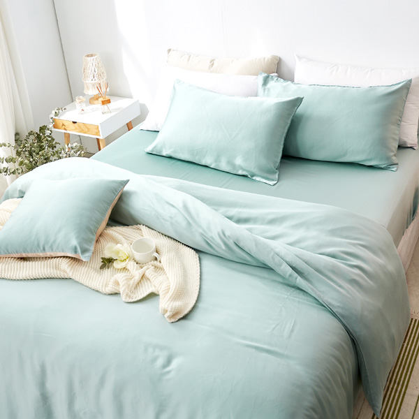 【DUYAN 竹漾】60支萊賽爾天絲雙人加大四件式鋪棉兩用被床包組 / 淺茶奶綠 台灣製