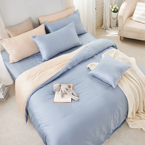【DUYAN 竹漾】60支萊賽爾天絲雙人加大四件式鋪棉兩用被床包組 / 蔚藍空鏡 台灣製