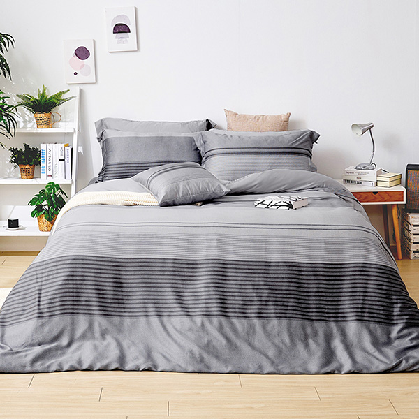 【DUYAN 竹漾】60支萊賽爾天絲雙人加大床包被套四件組 / 幽微暮灰 台灣製