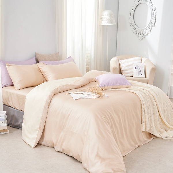 【DUYAN 竹漾】60支萊賽爾天絲雙人加大四件式鋪棉兩用被床包組 / 焙香歐蕾 台灣製