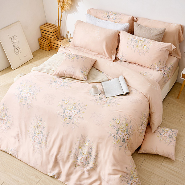 【DUYAN 竹漾】60支萊賽爾天絲雙人加大四件式鋪棉兩用被床包組 / 染雲花仙 台灣製