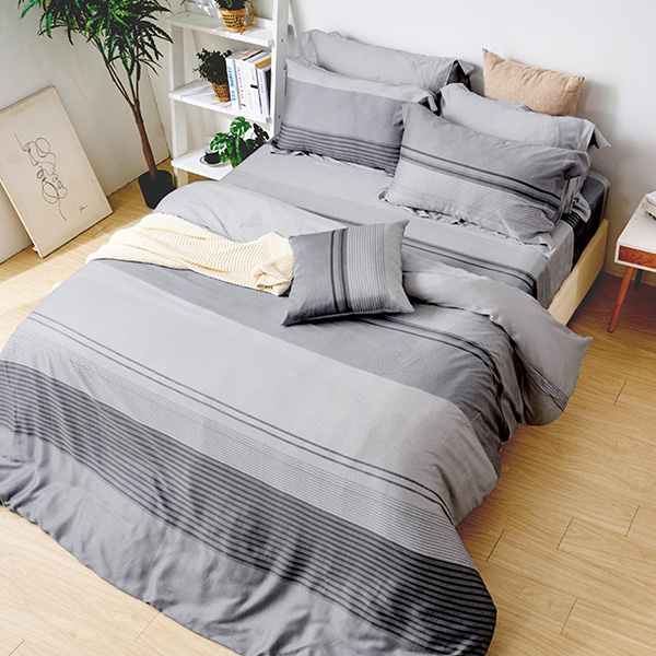 【DUYAN 竹漾】60支萊賽爾天絲雙人床包被套四件組 / 幽微暮灰 台灣製