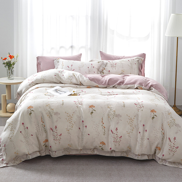 【DUYAN 竹漾】60支萊賽爾天絲雙人加大四件式鋪棉兩用被床包組 / 蒔花養卉 台灣製