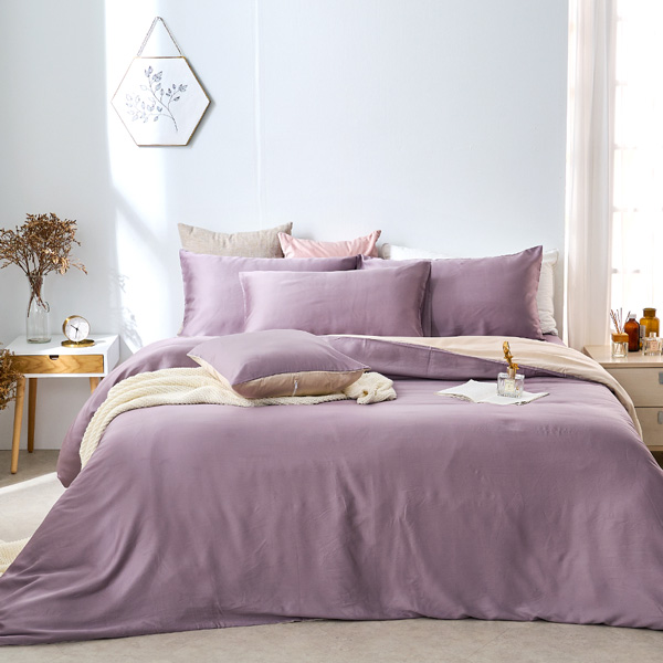 【DUYAN 竹漾】60支萊賽爾天絲雙人四件式鋪棉兩用被床包組 /紫薯那堤 台灣製