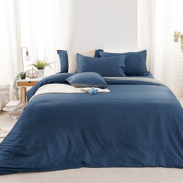 【DUYAN 竹漾】60支萊賽爾天絲雙人特大四件式鋪棉兩用被床包組 / 藍夜極光 台灣製