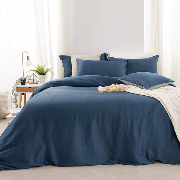 【DUYAN 竹漾】60支萊賽爾天絲雙人加大四件式鋪棉兩用被床包組 / 夜空紺藍 台灣製