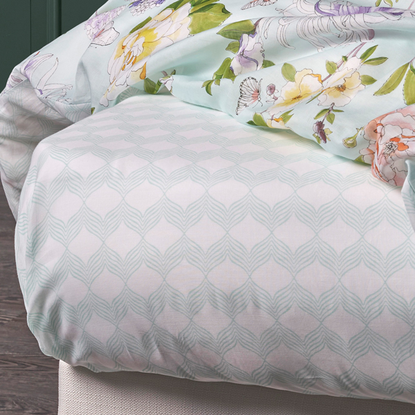 【寬庭】義大利GIZA華爾天使紗 印花寢飾四件式｜花妍香頌 柔光綠