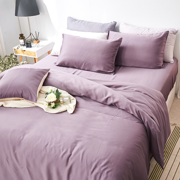 【DUYAN 竹漾】60支萊賽爾天絲雙人四件式鋪棉兩用被床包組 /甜芋紫薯 台灣製