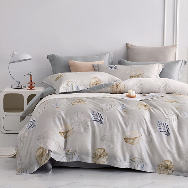 【DUYAN 竹漾】60支萊賽爾天絲雙人加大床包被套四件組 / 流葉绻雨 台灣製