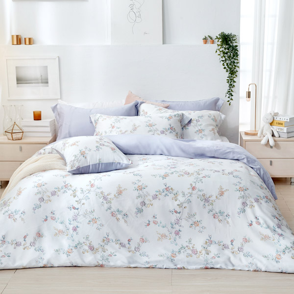 【DUYAN 竹漾】60支萊賽爾天絲雙人床包被套四件組 / 月夕瑩花 台灣製