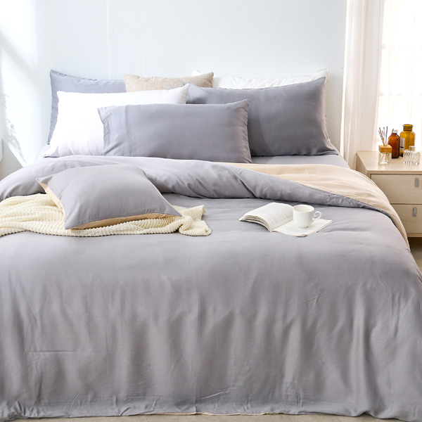 【DUYAN 竹漾】60支萊賽爾天絲雙人加大四件式鋪棉兩用被床包組 / 芝麻乳酪 台灣製