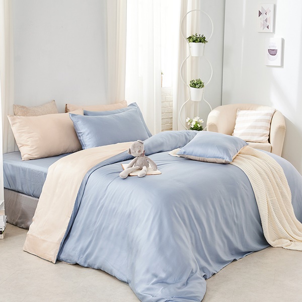 【DUYAN 竹漾】60支萊賽爾天絲雙人加大四件式鋪棉兩用被床包組 / 蔚藍空鏡 台灣製