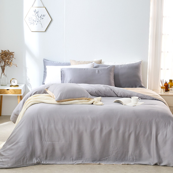 【DUYAN 竹漾】60支萊賽爾天絲雙人加大四件式鋪棉兩用被床包組 / 芝麻乳酪 台灣製