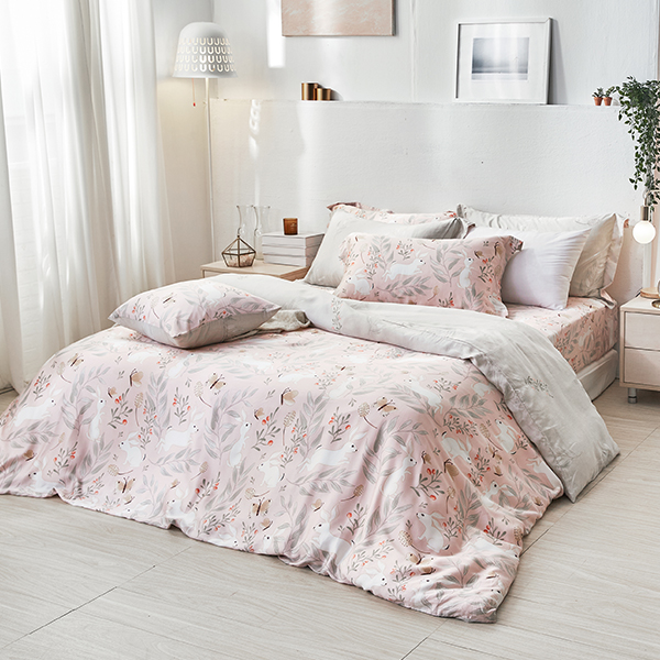 【DUYAN 竹漾】40支100%天絲雙人加大四件式鋪棉兩用被床包組  / 瑞比蝶夢 台灣製