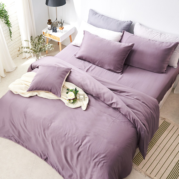 【DUYAN 竹漾】60支萊賽爾天絲雙人加大四件式鋪棉兩用被床包組 / 甜芋紫薯 台灣製