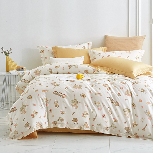 【DUYAN 竹漾】60支萊賽爾天絲雙人四件式鋪棉兩用被床包組 / 假日慶典 台灣製