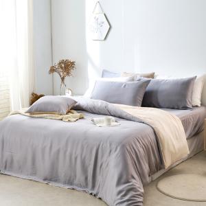 【DUYAN 竹漾】60支萊賽爾天絲雙人加大四件式鋪棉兩用被床包組 / 芝麻乳酪 台灣製