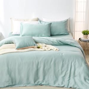 【DUYAN 竹漾】60支萊賽爾天絲雙人加大四件式鋪棉兩用被床包組 / 淺茶奶綠 台灣製