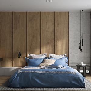 【寬庭】義大利GIZA埃及長纖棉 蕾絲寢飾四件式 | 第五樂章 爵士藍