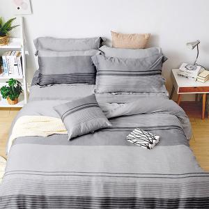 【DUYAN 竹漾】60支萊賽爾天絲雙人加大四件式鋪棉兩用被床包組 / 幽微暮灰 台灣製