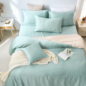【DUYAN 竹漾】60支萊賽爾天絲雙人床包被套四件組 / 燕麥奶綠 台灣製
