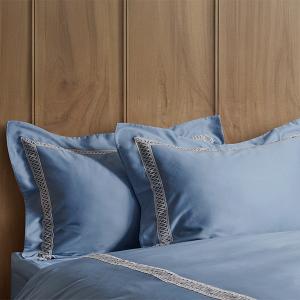 【寬庭】義大利GIZA埃及長纖棉 蕾絲寢飾四件式 | 第五樂章 爵士藍