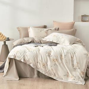 【DUYAN 竹漾】40支100%天絲雙人加大床包被套四件組  / 淺默馨芳 台灣製