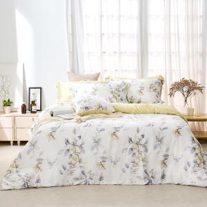 【DUYAN 竹漾】60支萊賽爾天絲雙人加大床包被套四件組 / 淡墨花繪 台灣製