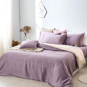 【DUYAN 竹漾】60支萊賽爾天絲雙人四件式鋪棉兩用被床包組 /紫薯那堤 台灣製