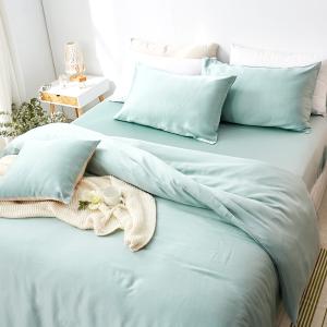 【DUYAN 竹漾】60支萊賽爾天絲雙人加大四件式鋪棉兩用被床包組 / 淺茶奶綠 台灣製
