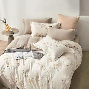 【DUYAN 竹漾】40支100%天絲雙人加大床包被套四件組  / 淺默馨芳 台灣製