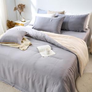 【DUYAN 竹漾】60支萊賽爾天絲雙人床包被套四件組 / 芝麻乳酪 台灣製