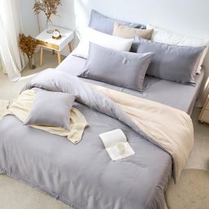 【DUYAN 竹漾】60支萊賽爾天絲雙人加大床包被套四件組 / 芝麻乳酪 台灣製