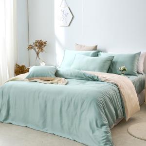 【DUYAN 竹漾】60支萊賽爾天絲雙人床包被套四件組 / 燕麥奶綠 台灣製