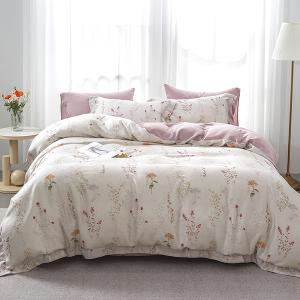 【DUYAN 竹漾】60支萊賽爾天絲雙人加大四件式鋪棉兩用被床包組 / 蒔花養卉 台灣製