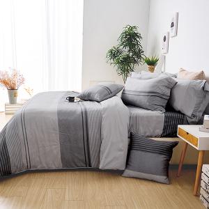 【DUYAN 竹漾】60支萊賽爾天絲雙人加大四件式鋪棉兩用被床包組 / 幽微暮灰 台灣製
