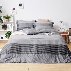 【DUYAN 竹漾】60支萊賽爾天絲雙人加大四件式鋪棉兩用被床包組 / 幽微暮灰 台灣製