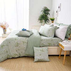 【DUYAN 竹漾】60支萊賽爾天絲雙人加大四件式鋪棉兩用被床包組 / 新枝綠意 台灣製