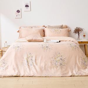 【DUYAN 竹漾】60支萊賽爾天絲雙人加大四件式鋪棉兩用被床包組 / 染雲花仙 台灣製