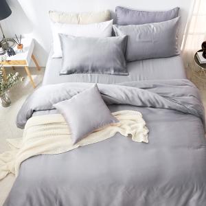 【DUYAN 竹漾】60支萊賽爾天絲雙人加大床包被套四件組 / 芝麻霧灰 台灣製