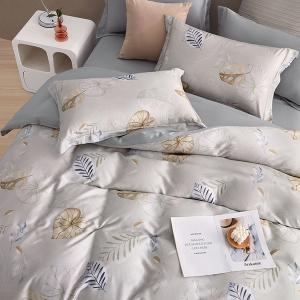 【DUYAN 竹漾】60支萊賽爾天絲雙人加大四件式鋪棉兩用被床包組 / 流葉绻雨 台灣製