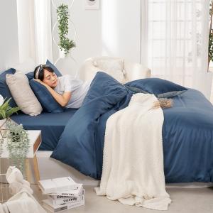 【DUYAN 竹漾】60支萊賽爾天絲雙人四件式鋪棉兩用被床包組 /夜空紺藍 台灣製