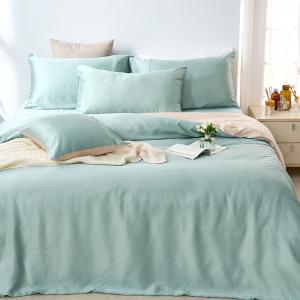 【DUYAN 竹漾】60支萊賽爾天絲雙人床包被套四件組 / 燕麥奶綠 台灣製