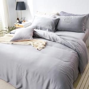 【DUYAN 竹漾】60支萊賽爾天絲雙人加大床包被套四件組 / 芝麻霧灰 台灣製