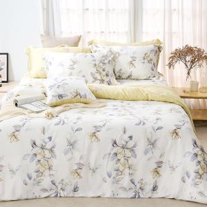 【DUYAN 竹漾】60支萊賽爾天絲雙人加大床包被套四件組 / 淡墨花繪 台灣製