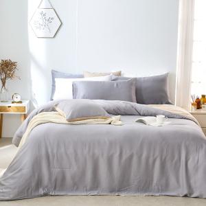 【DUYAN 竹漾】60支萊賽爾天絲雙人加大四件式鋪棉兩用被床包組 / 芝麻乳酪 台灣製