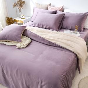 【DUYAN 竹漾】60支萊賽爾天絲雙人四件式鋪棉兩用被床包組 /紫薯那堤 台灣製
