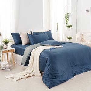 【DUYAN 竹漾】60支萊賽爾天絲雙人特大四件式鋪棉兩用被床包組 / 藍夜極光 台灣製