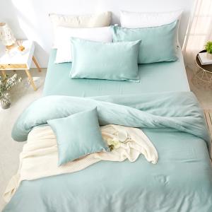 【DUYAN 竹漾】60支萊賽爾天絲雙人加大四件式鋪棉兩用被床包組 / 淺茶奶綠 台灣製